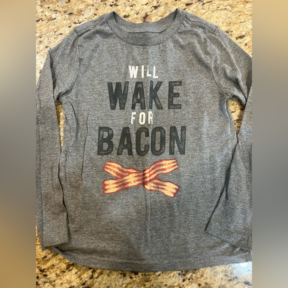 FabKids Gray 'Will Wake for Bacon' Long Sleeve Tee
